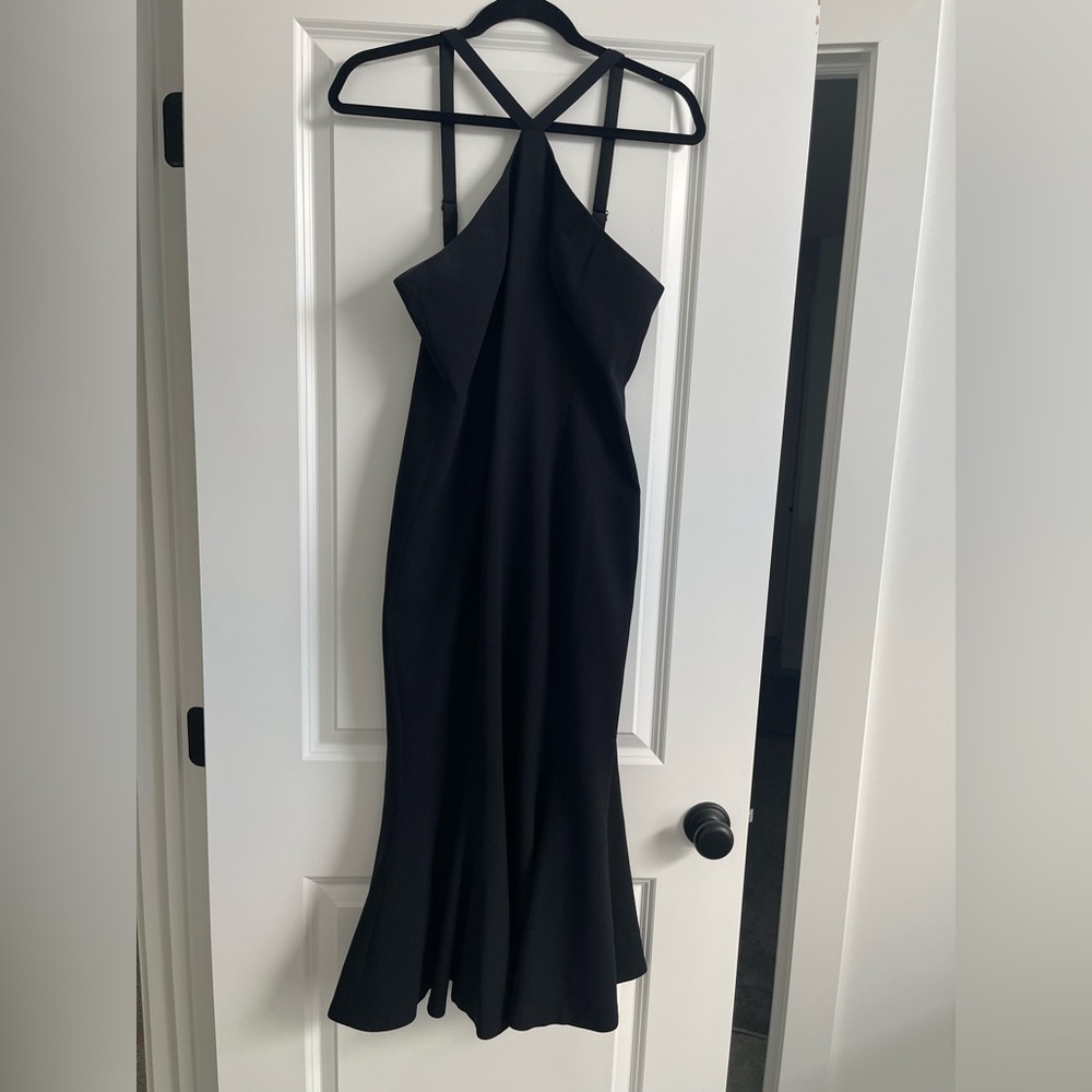 Dress the Population Black adjustable stripe Halter Sheath Dress